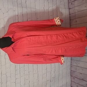 Bushwacker Pink Desing Interior Button Trench Office Career Coat Size Medium